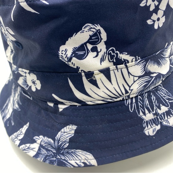 Polo Ralph Lauren Hawaiian Bear Ukulele Floral Orange Pony Bucket Hat Blue L/XL - Picture 6 of 8